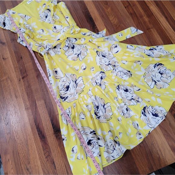 Eliza J Surplice Neckline Floral Flowy Tie Waist Summer Dress Size 10 - Picture 11 of 12